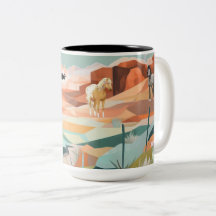 Mug Large with Western Abstract Scenic