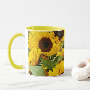  Mug Large Yellow Sunflowers 