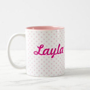 ♥ MUG ♥ LAYLA white pink polka dot girly gift