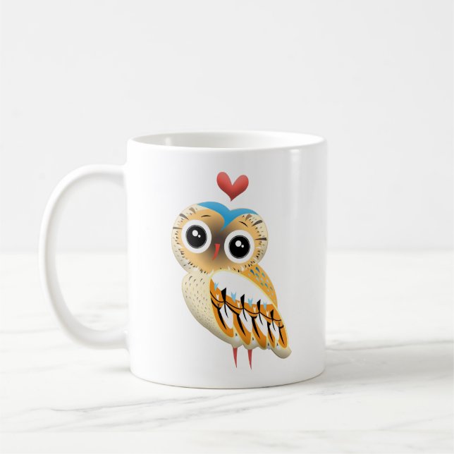Mug love owl, cute owl illustration (Left)