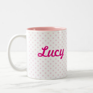 ♥ MUG ♥ LUCY pink polka dot girly personalize