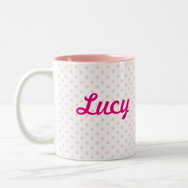 ♥ MUG ♥ LUCY pink polka dot girly personalize (Left)