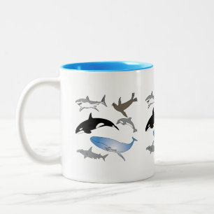 Mug, marine life, sealife, drinkware Two-Tone coffee mug