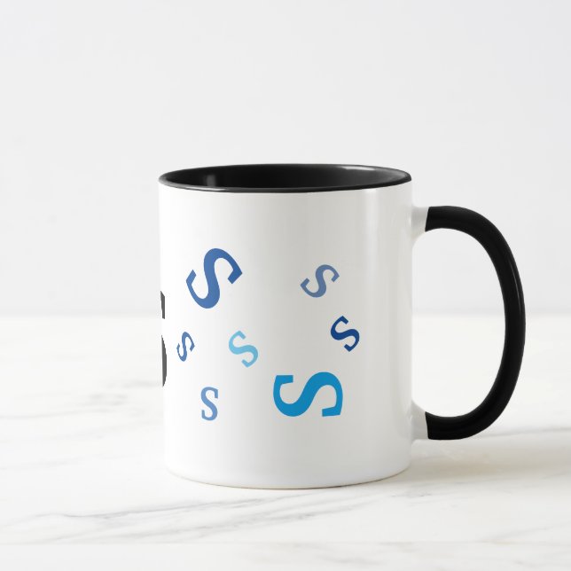 Mug - Multiple Blue Letters (Right)