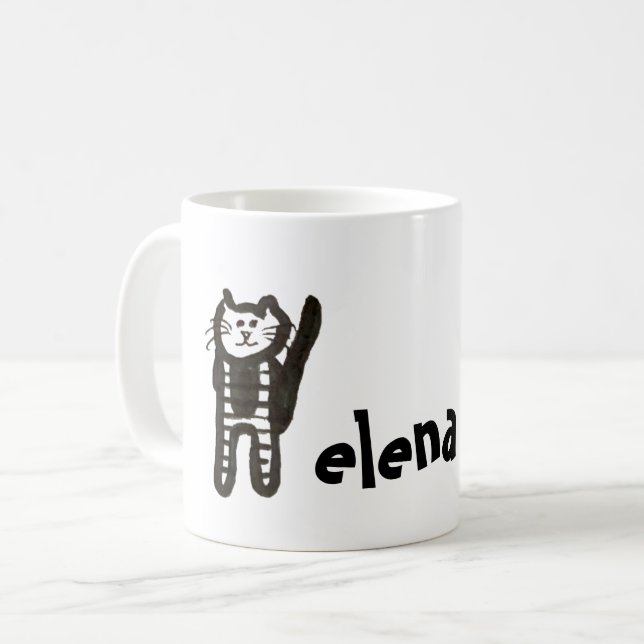 Mug - Name with Initial Cat Letter H (Front Left)