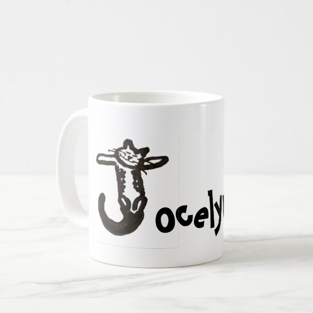 Mug - Name with Initial Cat Letter J (Front Left)