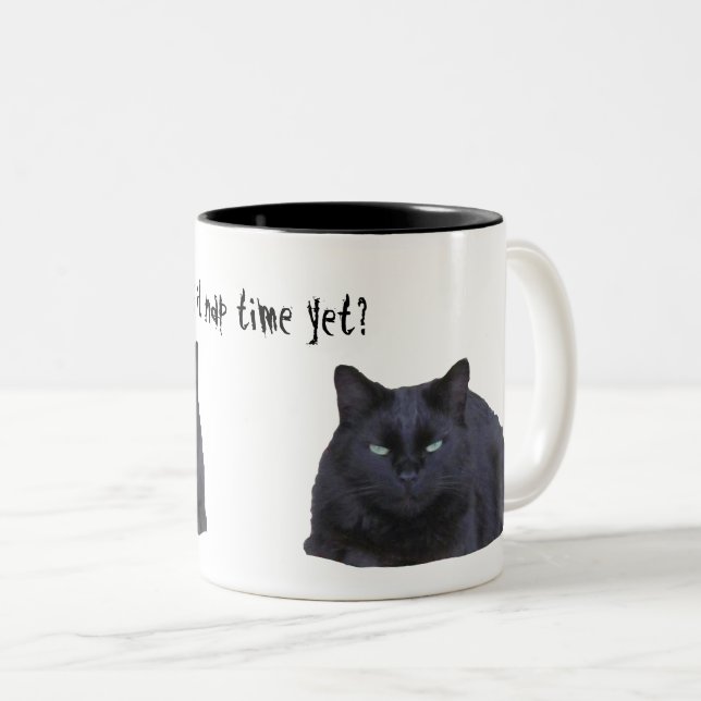 Mug - Nap time yet? Black Cat (Front Right)