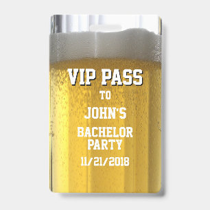 Mug of Beer Bachelor Party VIP Badge ID Badge