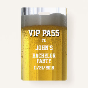 Mug of Beer Bachelor Party VIP Badge ID Badge