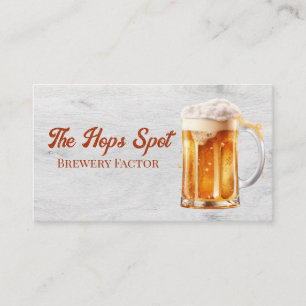 Mug of Beer Foaming   Wood Grain Business Card