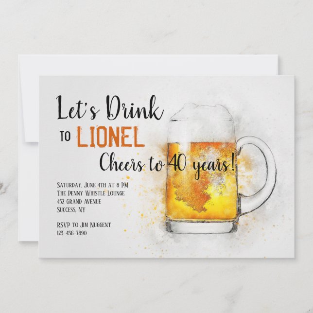 Mug of Beer Invitation (Front)