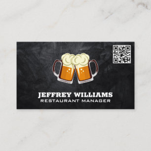 Mug of Beer Toast QR Code Business Card