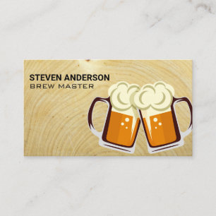 Mug of Beers Logo   Wood Grain Business Card