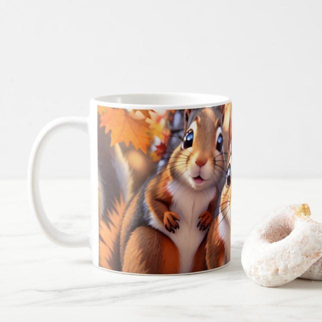 Mug of selfie squirrels with a realistic 3D effect (With Donut)