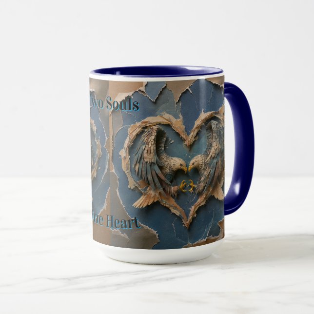 Mug Paper Cut Eagle Two Souls One Heart (Front Right)