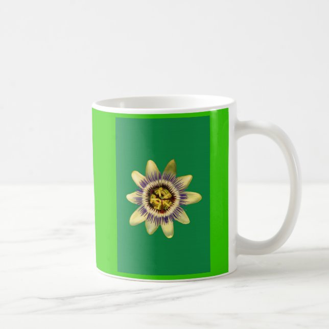 Mug, PASSION_FLOWERFLOWER. Green background Coffee Mug (Right)