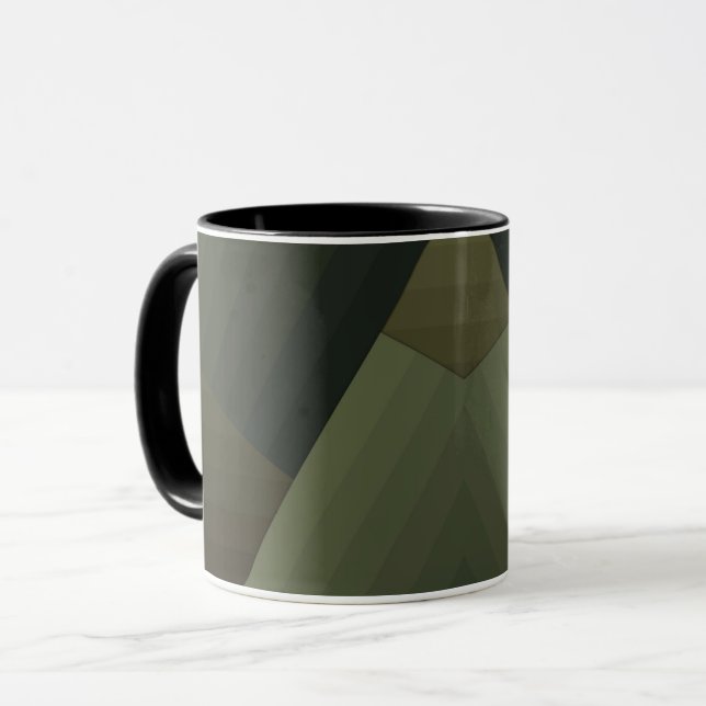 Mug, Patchwork, combined, olive, green, striped Mug (Front Left)
