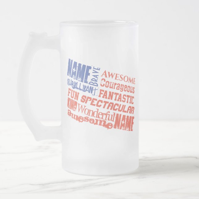 Mug Personalised Name(s) Words USA flag (Left)