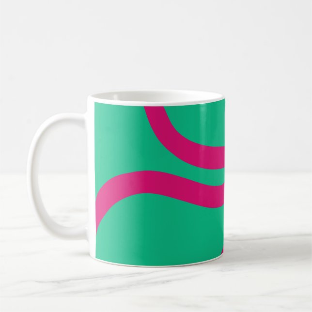 Mug – Pink Lines on Green (Left)