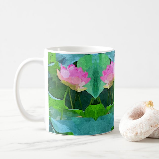 Mug Pink Lotus Abstract (With Donut)