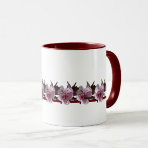 Mug - Plum Blossoms on Maroon Line