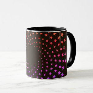 Mug - Rainbow Coloured Star Swirls on Black