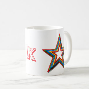Mug - Rainbow Coloured Stars and Initial