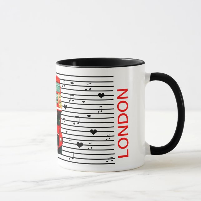 Mug Red Bus Hearts Music (Right)