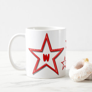 Mug - Red Stars with Initial