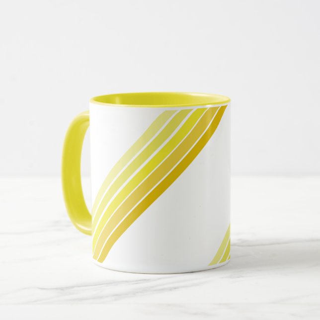 Mug - Shades of Yellow Diagonal Stripes (Front Left)