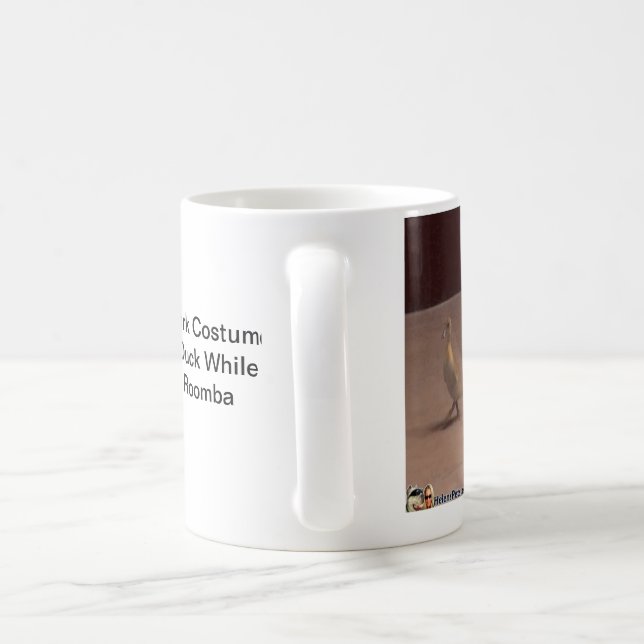 MUG! Shark-Cat Chases A Duck While Riding ROOMBA Coffee Mug (Handle)