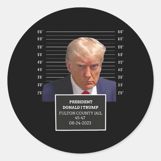 Mug Shot President Donald J Trump Mugshot 2023 Fun Classic Round Sticker (Front)