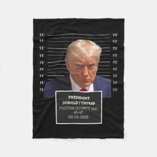 Mug Shot President Donald J Trump Mugshot 2023 Fun Fleece Blanket
