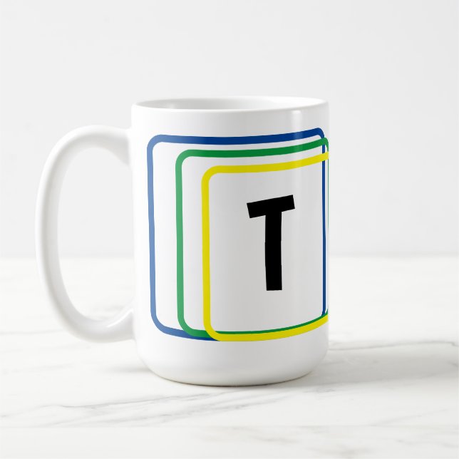 Mug - Simplistic Geometric Shapes and Initial #2 (Left)