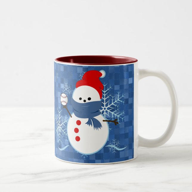 Mug - Snowflakes Baseball Snowman (Right)