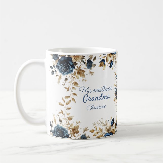 Mug Thanks blue flowers (Left)