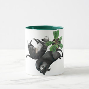 Mug Two cats lie with a plant