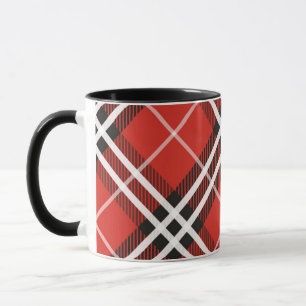Mug-Two Tone-Red and Black Plaid Mug