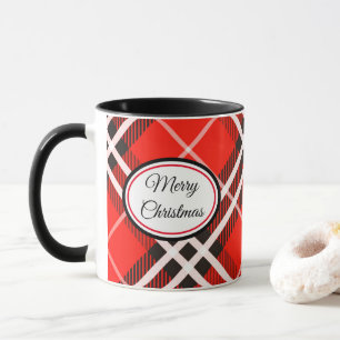 Mug-Two Tone-Red/Black Plaid Merry Christmas Mug