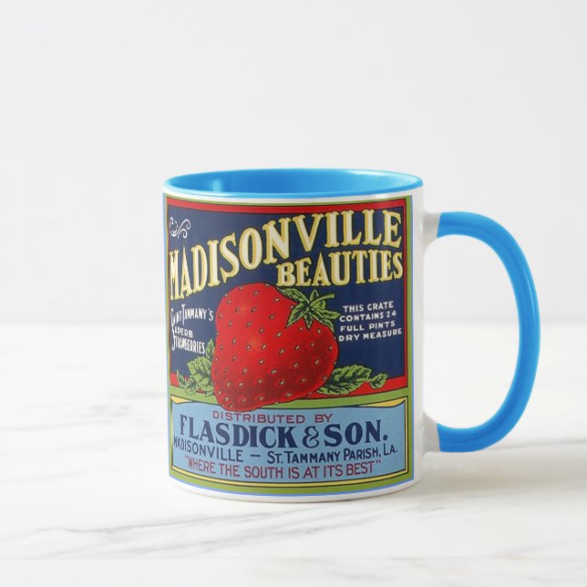MUG ~ VINTAGE MADISONVILLE STRAWBERRY CRATE LABEL! (Right)