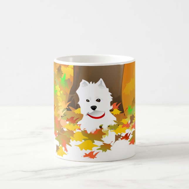 Mug - Westie Dog in Autumn Leaves (Center)