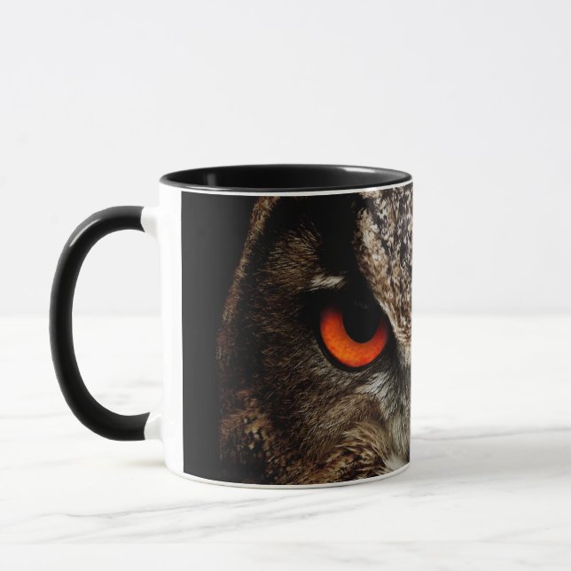 Mug Wise Owl Bird Eyes Feather Wood Forest Field (Left)