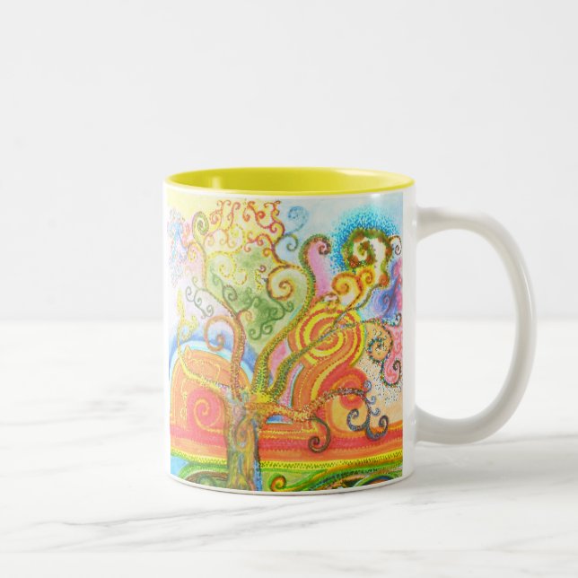 Mug with a Colourful Psychedelic Tree Design (Right)