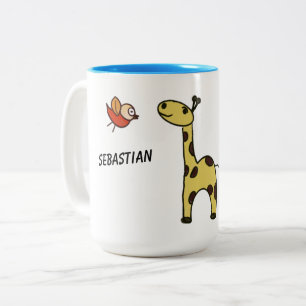 Mug with a giraffe and birds