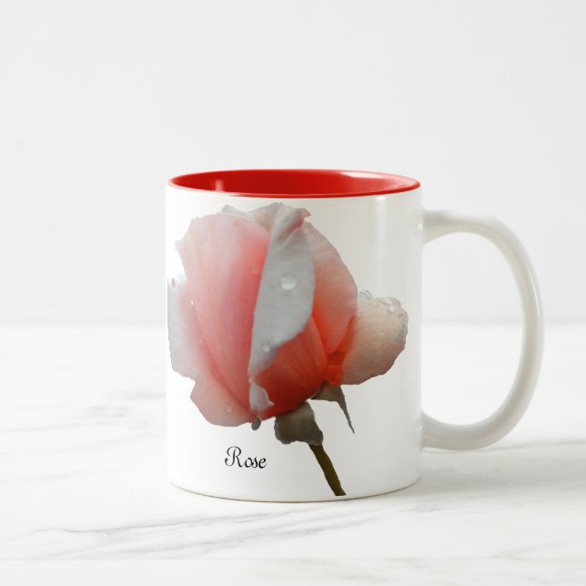 Mug with a Single Reddish Rose (Right)