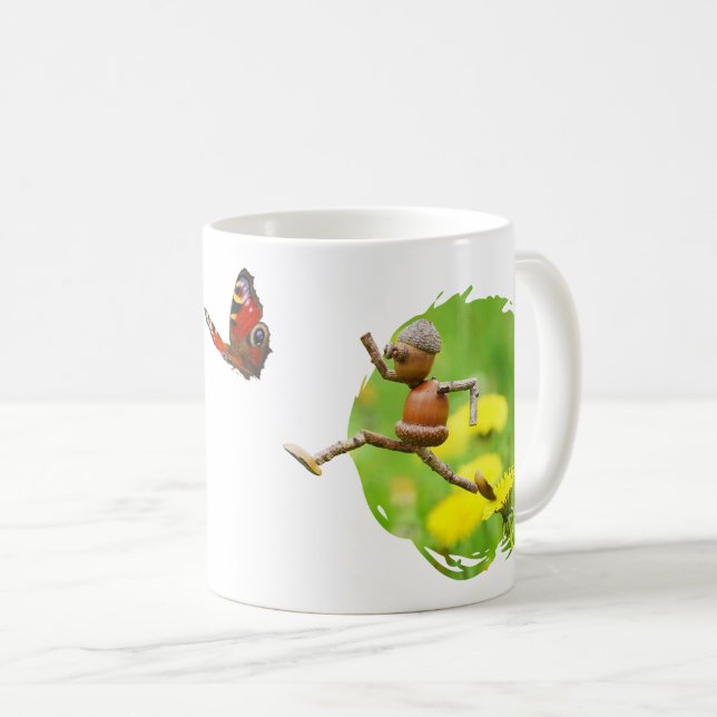 Mug with acorn elves in the meadow (Front Right)