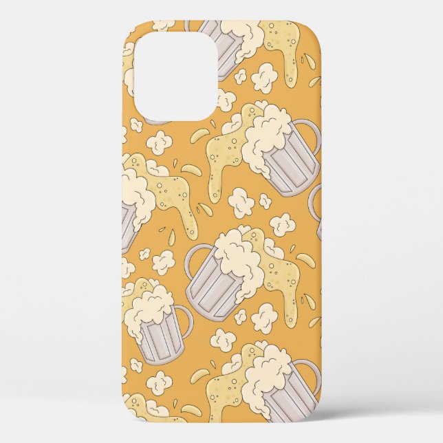 Mug with beer cartoon seamless pattern. Alcohol dr Case-Mate iPhone Case (Back)
