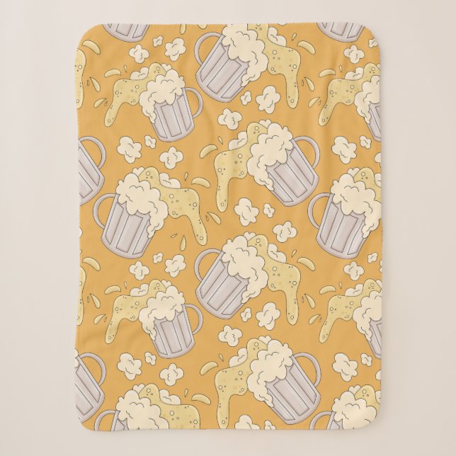 Mug with beer cartoon seamless pattern. Alcohol dr Sherpa Blanket (Front)