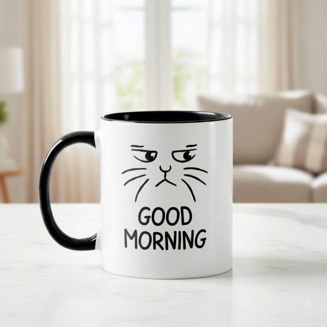 Mug with Cat, good morning, grumpy cat (Creator Uploaded)