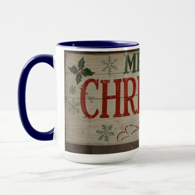 mug with christman writing (Left)